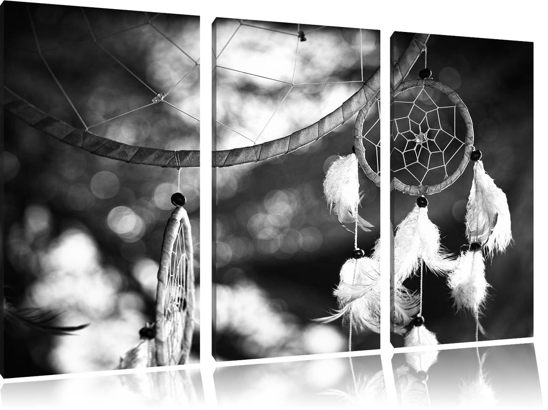 Pixxprint Traumfänger / 3-Teilig/Gesamtmass 120cm Leinwandbild bespannt auf Holzrahmen/Wandbild Kuns
