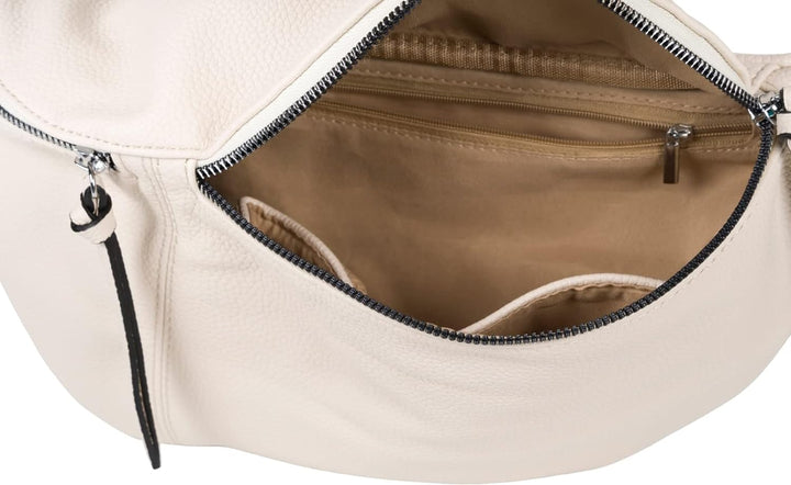 styleBREAKER Damen Halbmond Crossbody Schultertaschen Set 3-Teilig, Schultergurt mit Muster, Schlüss