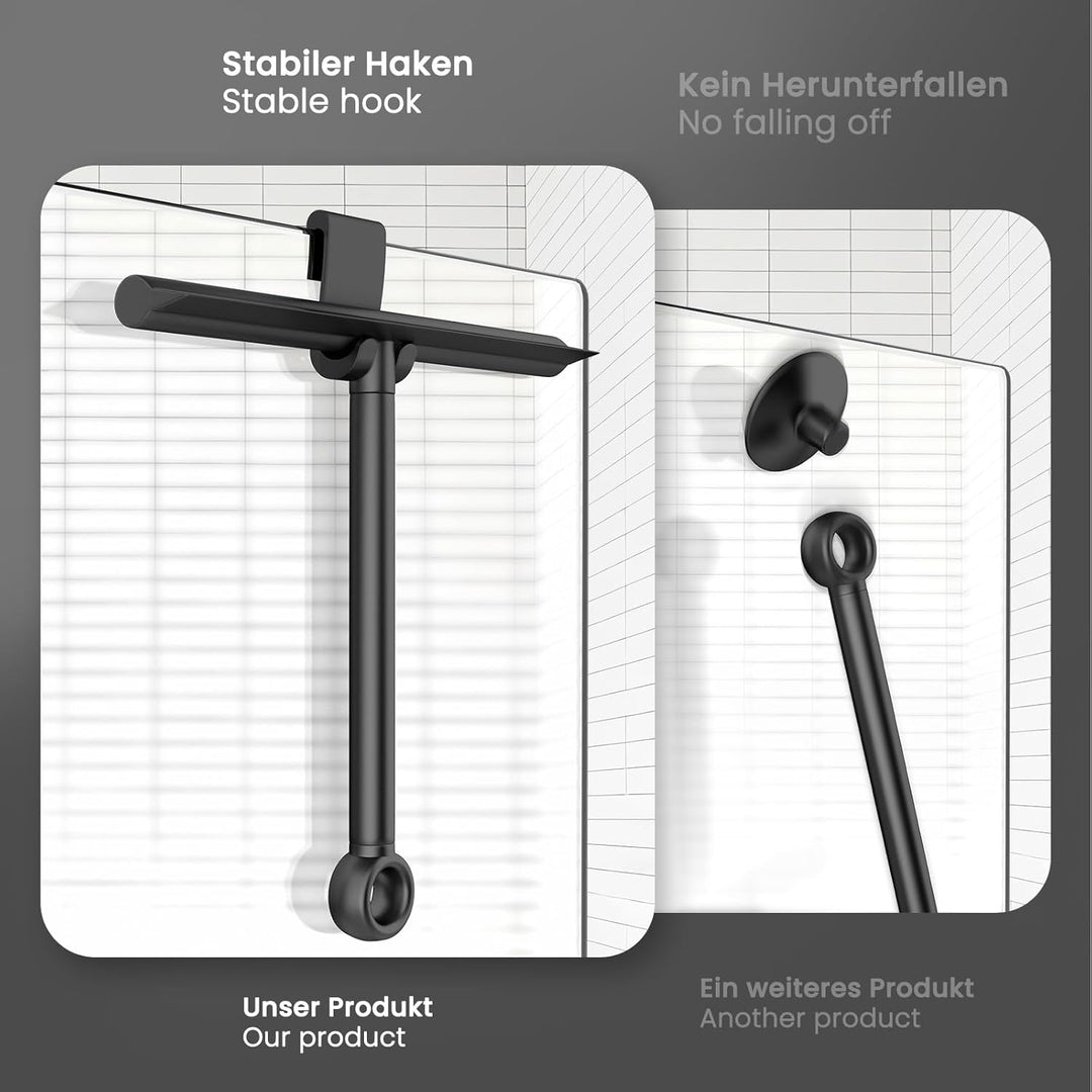 ecooe 30-61-89cm Verstellbarer Duschabzieher, Abzieher Dusche Schwarz, Abzieher Boden mit Halterung,