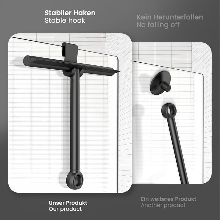 ecooe 30-61-89cm Verstellbarer Duschabzieher, Abzieher Dusche Schwarz, Abzieher Boden mit Halterung,