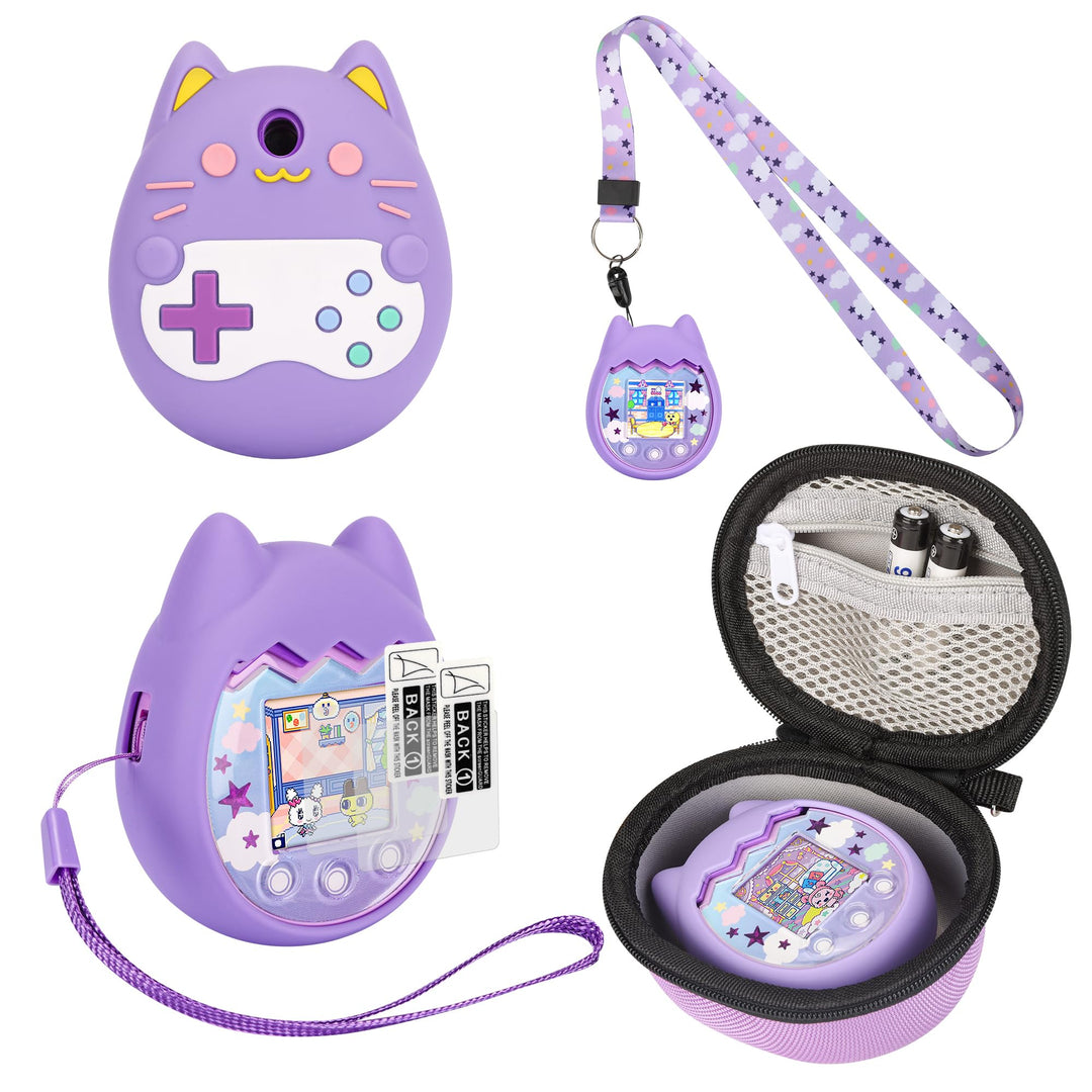 Silikon Hülle und Hartschalenkoffer kompatibel mit Tamagotchi Pix Virtuelles Haustierspielzeug, Schu