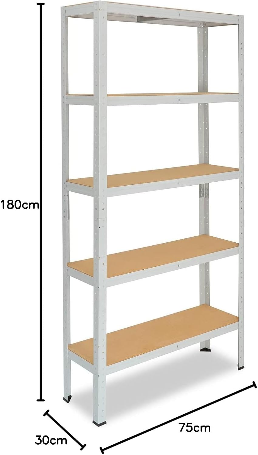 shelfplaza® 180x75x30cm Office Lagerregal Büro Schwerlastregal lichtgrau/Metall Regal Büro mit 5 Böd