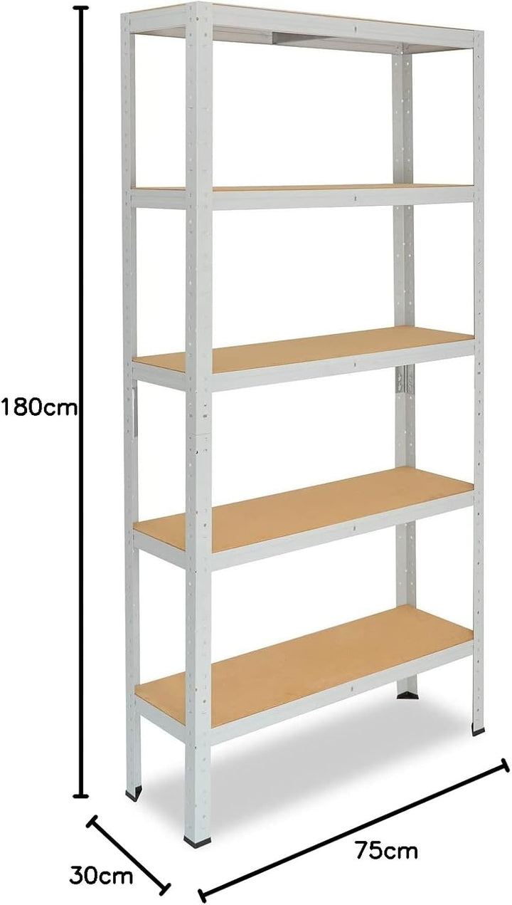 shelfplaza® 180x75x30cm Office Lagerregal Büro Schwerlastregal lichtgrau/Metall Regal Büro mit 5 Böd