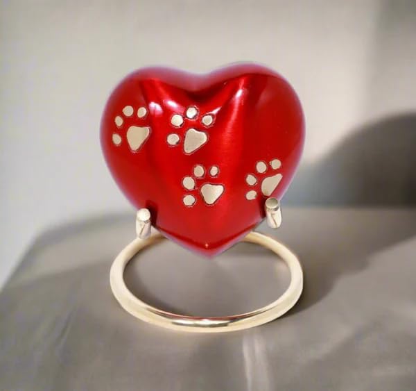 Royal Rapture Urn for Ashes Paw Heart Funeral Cremation Memorial Keepsake Pet Dog Cat |with Stand (R