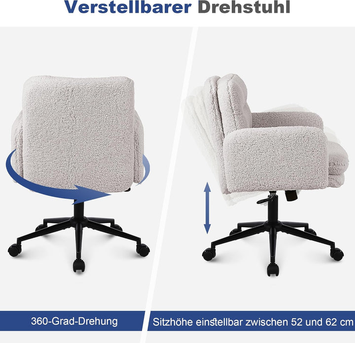 Youhauchair Schreibtischstuhl, Schminktisch Stuhl aus Kunstpelz, Bequemer Drehstuhl Schreibtisch Stu