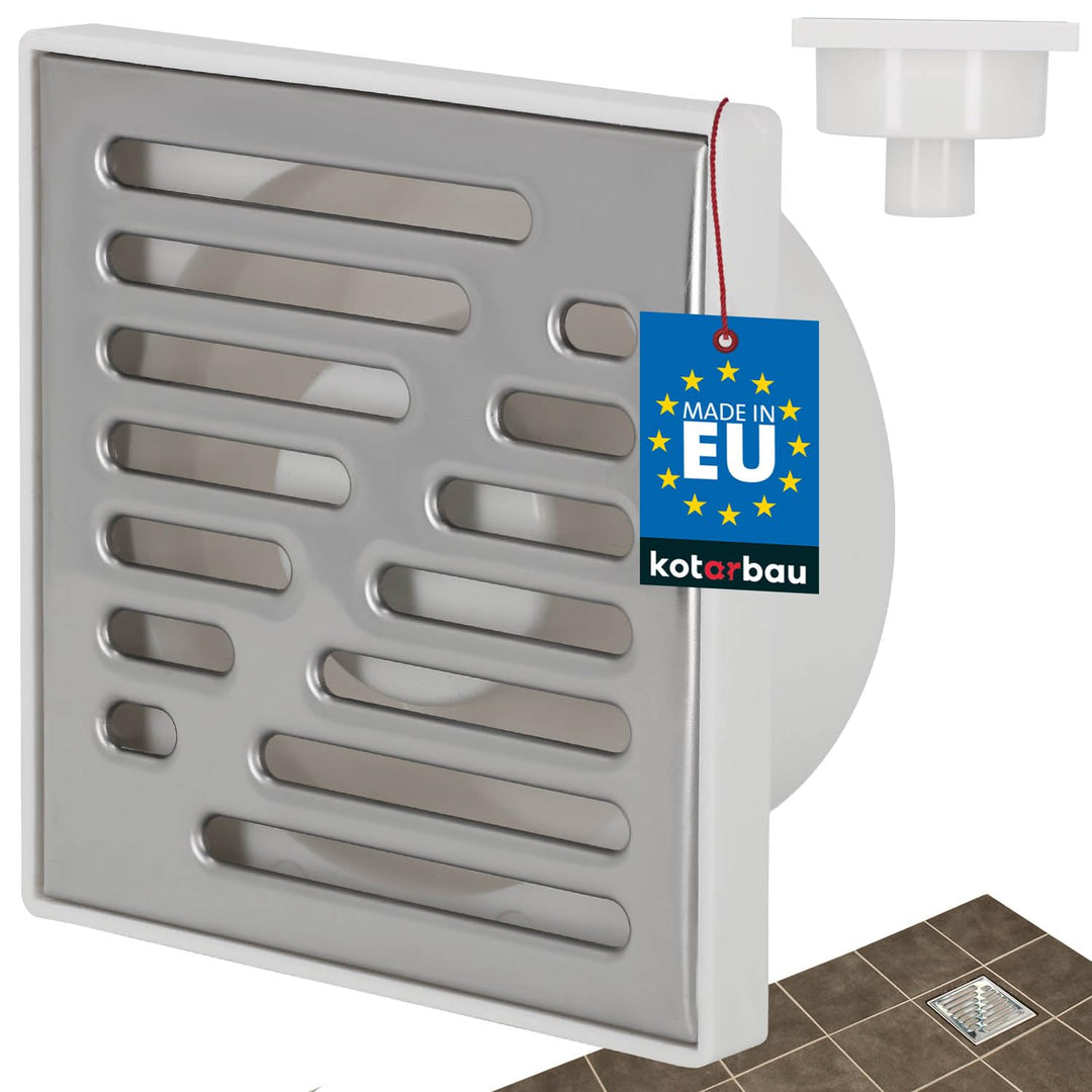 KOTARBAU® Bodenablauf 50 mm Abflussgitter Edelstahl quadratischer Duschrinne Duschablauf Bodenrinne