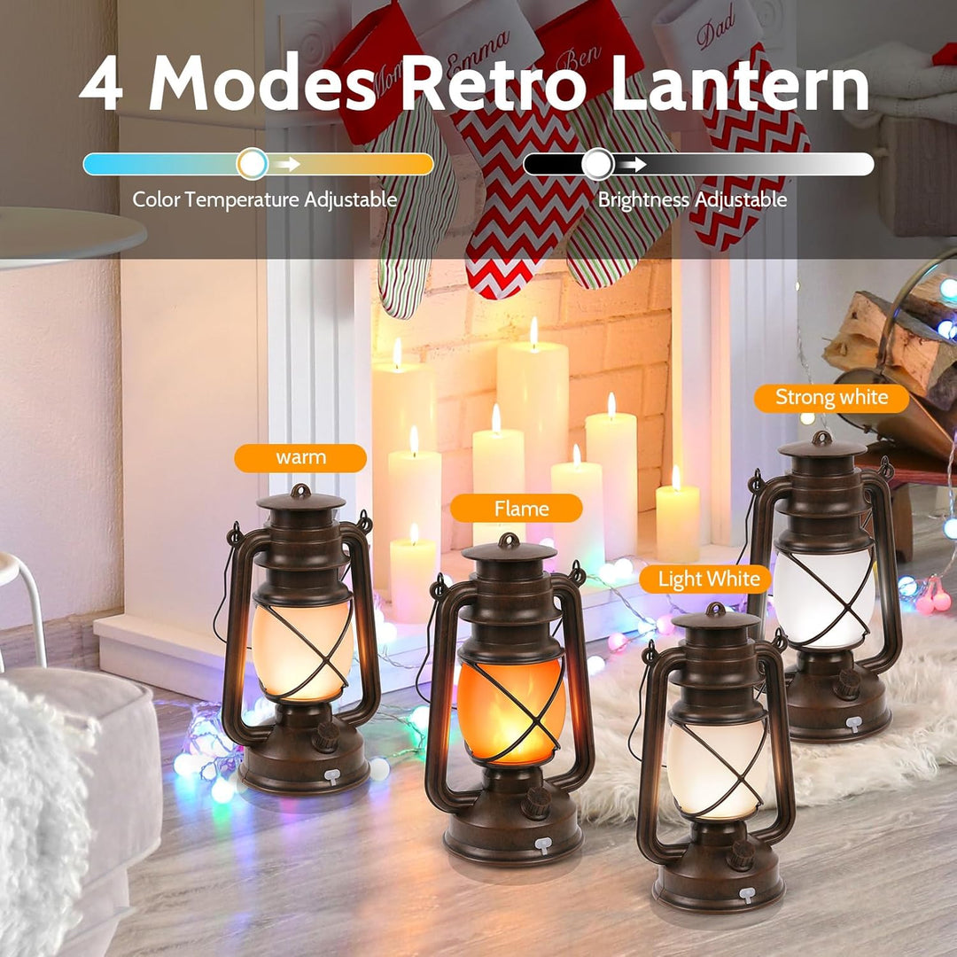 KINGLEAD LED Vintage Laternen,4 Dimmbare Lichtmodi,Laternen für draussen Hängende Wasserdicht LED mi