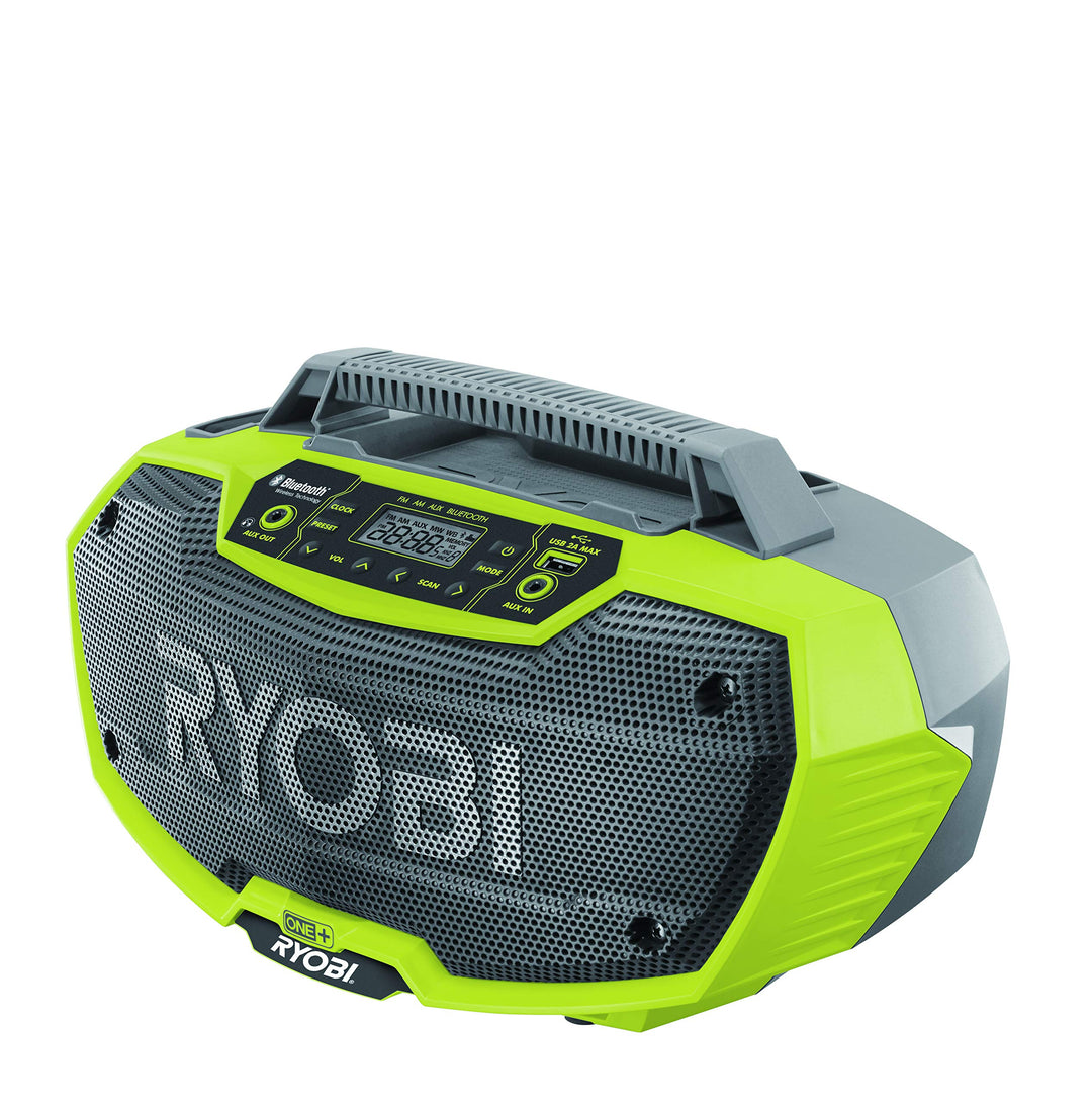 Ryobi 18 V Akku-Stereo-Radio mit Bluetooth® R18RH-0 (Radio mit 2 x 7 Watt Stereo Lautsprecher, USB-A