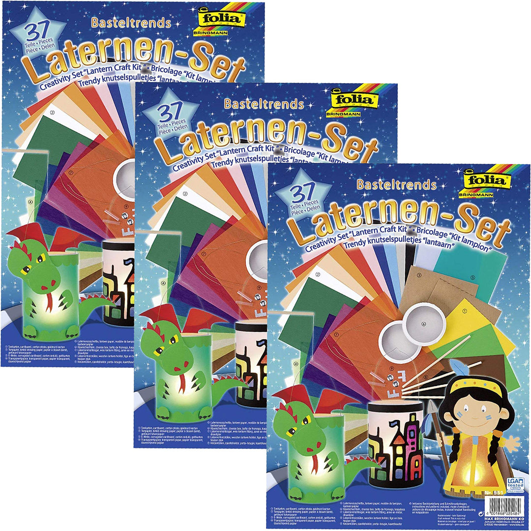 folia 951 - Laternen Bastel Set, 37 teilig (3 Kreativsets), 3 Kreativset