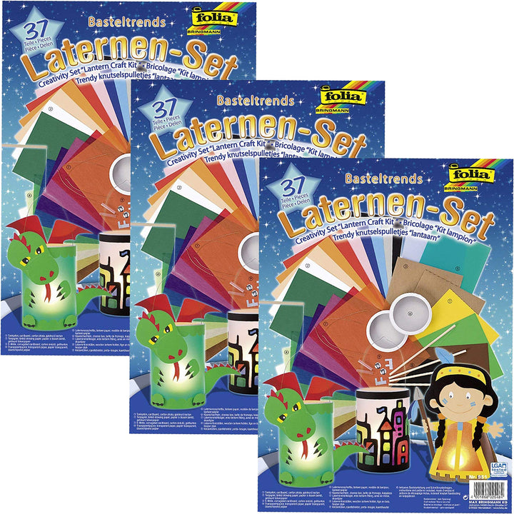 folia 951 - Laternen Bastel Set, 37 teilig (3 Kreativsets), 3 Kreativset