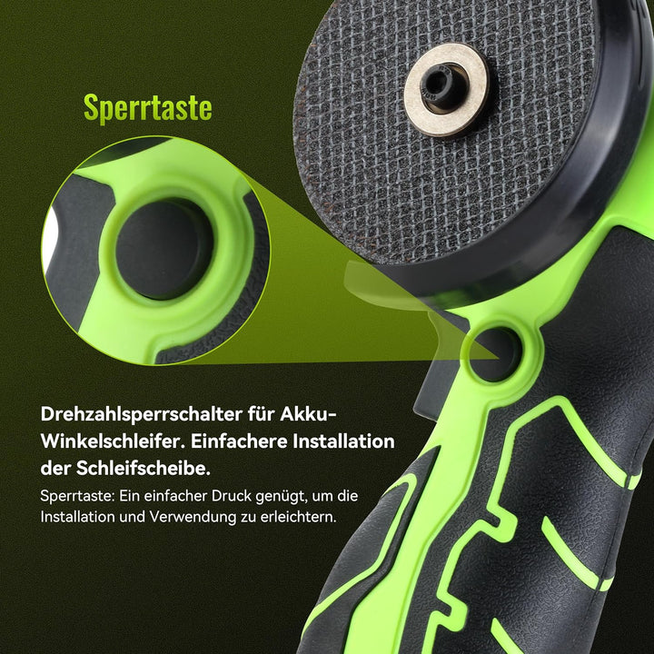 DEWINNER Akku-Winkelschleifer 19 500 U/min - 76mm Schleifscheibe, 2 Akkus 2000mAh, 6 Schneidscheiben