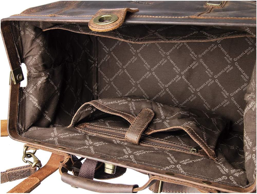 Greenland Nature Classic Bügeltasche Doktorkoffer Leder 41 cm Brown, Brown