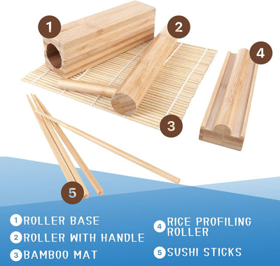 Sushi Maker Set-Sushi Set zum Selber Machen - Sushi Roller Bazooka -Sushi Kit -Bambusmatte Rollmatte