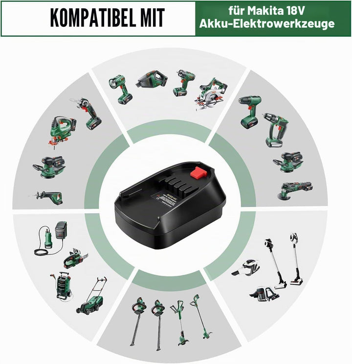 MT18BOSC Akku Adapter für Makita auf für Bosch Haus und Garten Grün Werkzeug, Adapter für Makita 18V