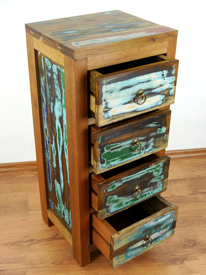 livasia Teakholz Kommode aus Java | Recyceltes buntes Bootsholz | Asiatische Möbel | Designer Möbel