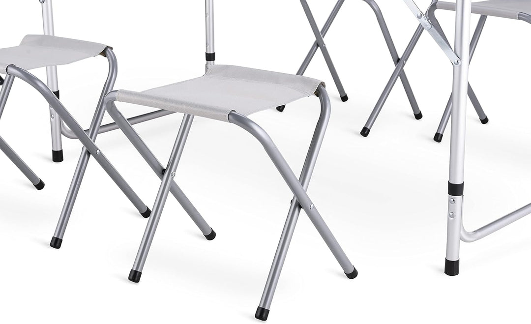 Campingtisch mit 4 stühlen, Höhe Tragbarer Klappbar Grilltisch 120 x 60 cm Tragegriff, Aluminium Kla