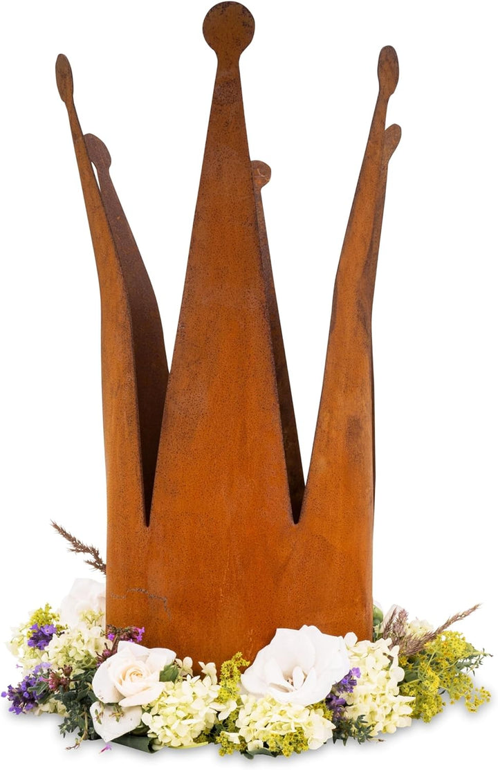 Rostikal Zaunhocker Krone Deko 22 cm Gartendeko Rost Metall Vintage Deko Shabby Chic, 22 cm