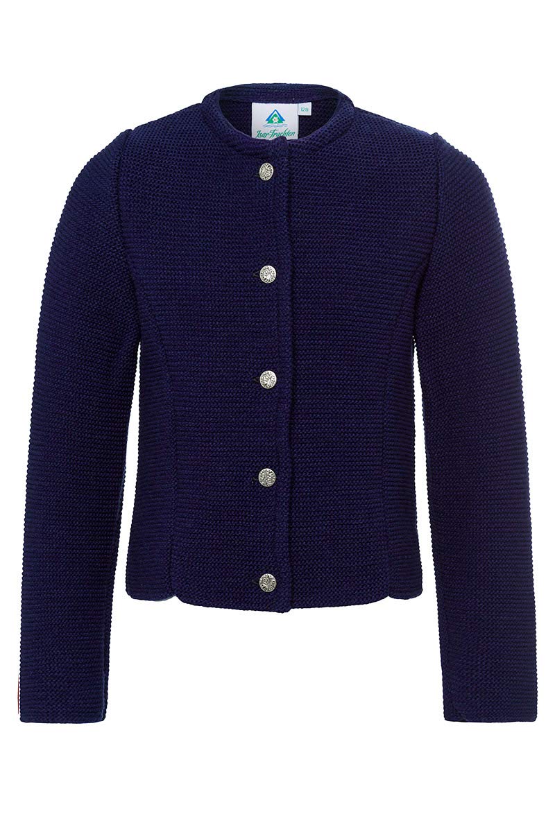 Isar-Trachten Mädchen Trachten Strickjacke dunkelblau Marina 002386, kuschlig warme Strickjacke, Gla
