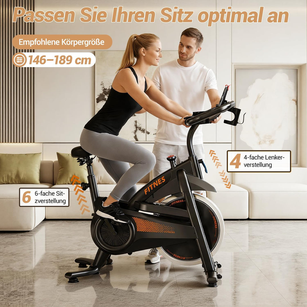 UMAY Heimtrainer Fahrrad, Indoor Spinning Bike, Ergometer mit Pulsmessung &amp; LED Display, Hometrainer