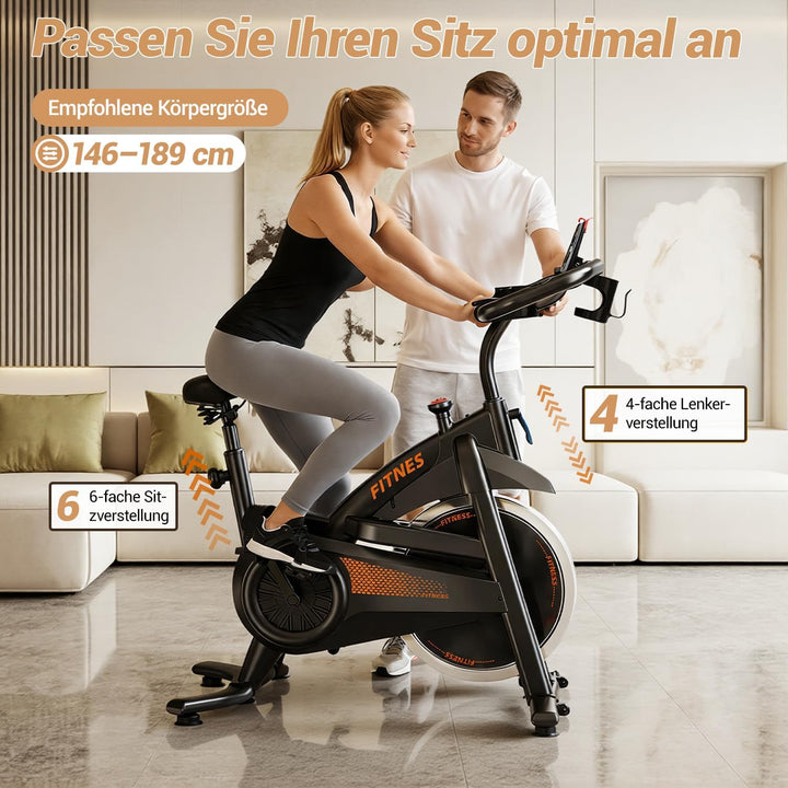 UMAY Heimtrainer Fahrrad, Indoor Spinning Bike, Ergometer mit Pulsmessung &amp; LED Display, Hometrainer