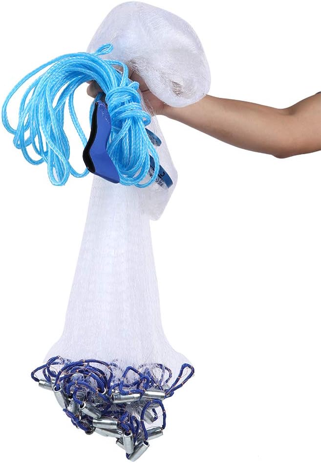 Wurfnetz Zum Fischen, Tragbares Fischernetz, Nylon Mesh Fischnetz zum Fangen von Angelnetz Angelzube