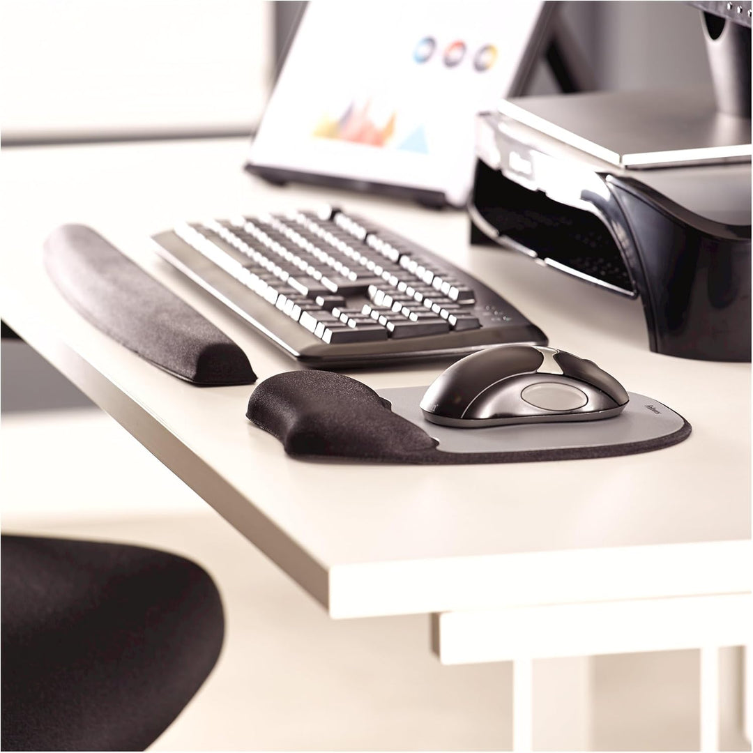 Fellowes Handgelenkauflage für die Tastatur, gefüllt mit Memory Foam Schaumstoff, mit weichem Stoffb