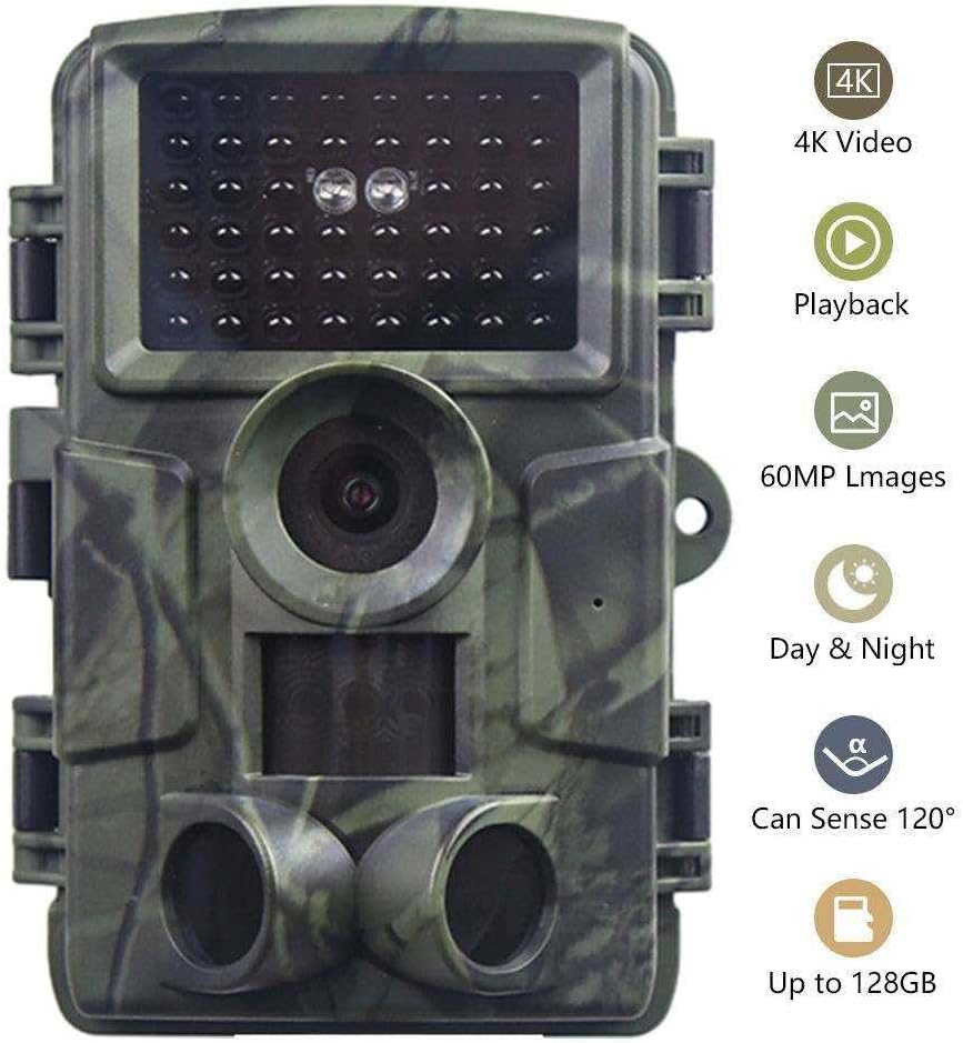 LMHOME Wildkamera, 60 MP 4K Video Wildkamera mit 2.0" LCD-Bildschirm, Wildkamera mit Bewegungsmelder