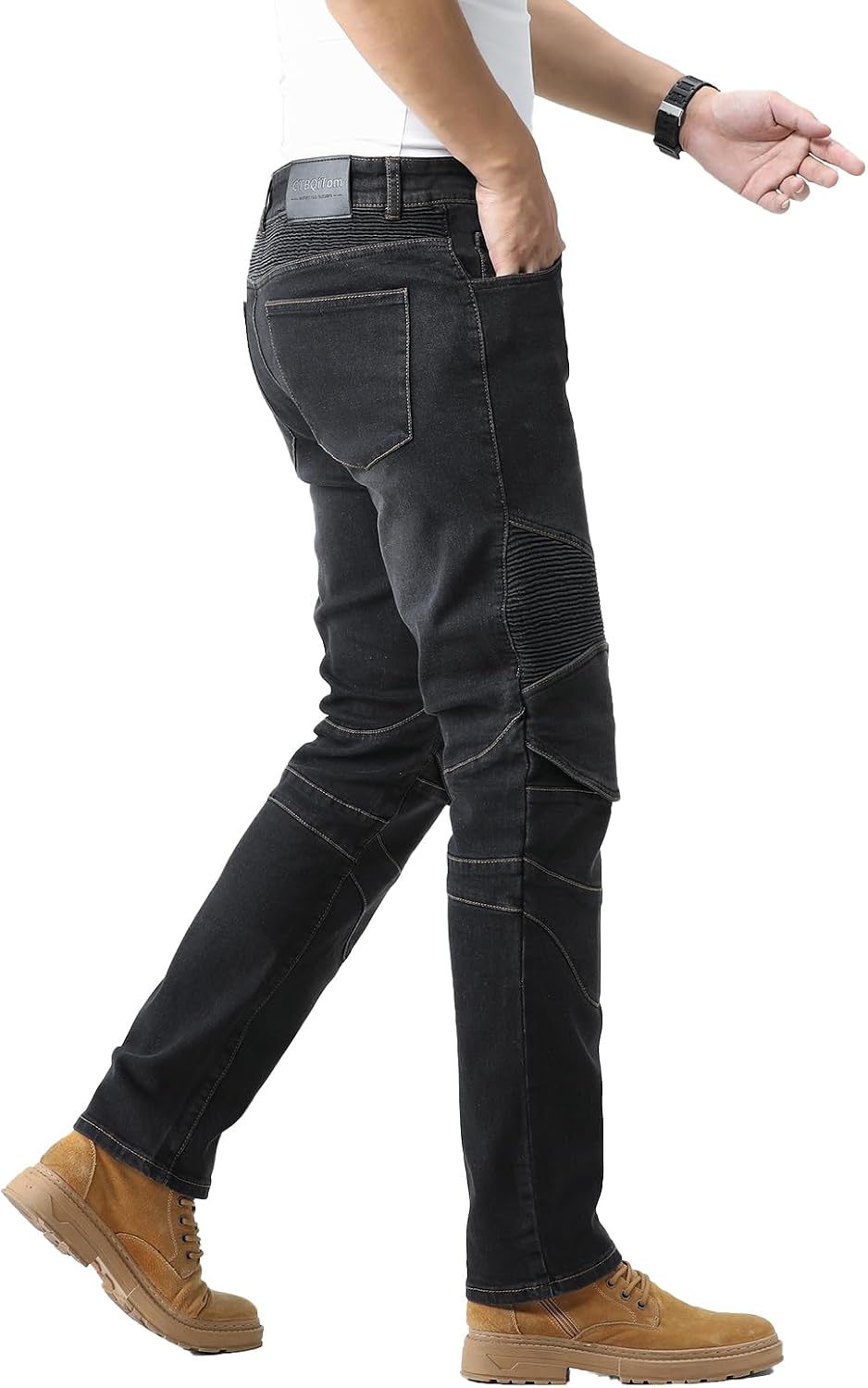 CTBQiTom Herren Motorrad Jeans Motorrad Hosen Schutz Motorradhose mit Abnehmbarer CE Rüstung 30W / 3