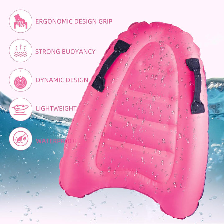 Aufblasbares Bodyboard, Tragbares Bodyboard Kinder mit Griffen,Faltbar Schwimmenboard 75 x 65 x 15 c