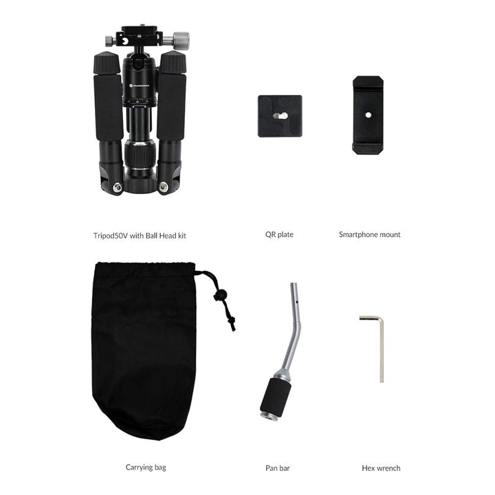 Stativ 50 V (Schwenkstange, Smartphone-Halterung im Lieferumfang enthalten), 50,8 cm (20 Zoll), leic