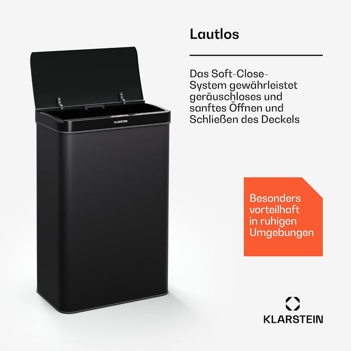 Klarstein Sensor-Mülleimer 50L - berührungslos &amp; hygienisch, Edelstahl, Soft-Close, ideal für Küche