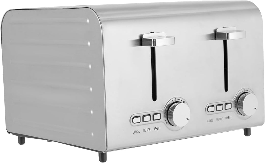 Toaster 4 Scheiben 1500W, Automatik-Langschlitztoaster, 7 Bräunungsstufen, Einstellbare Temperatur,