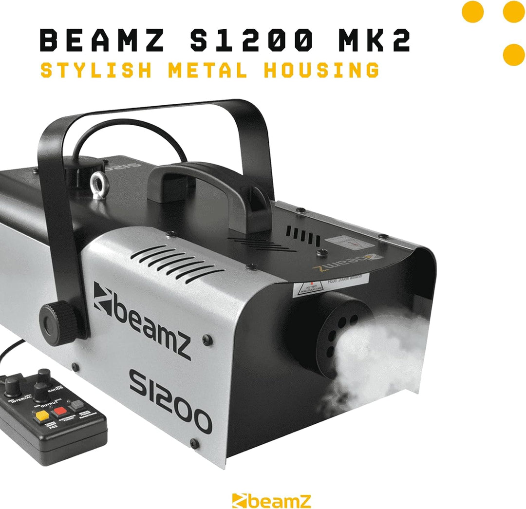 BeamZ S1200 MKII Nebelmaschine 1200 Watt, Fogger, Party Rauchmaschine, Fog Machine mit Intervall, Ti
