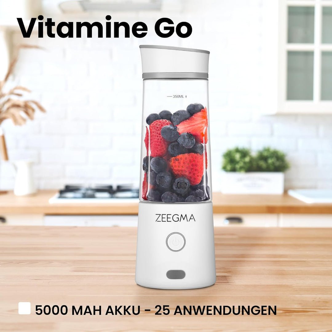 ZEEGMA Vitamine GO Tragbarer Mixer für Cocktails und Smoothies 300W, Personal Blender, Mini-Mixer 45