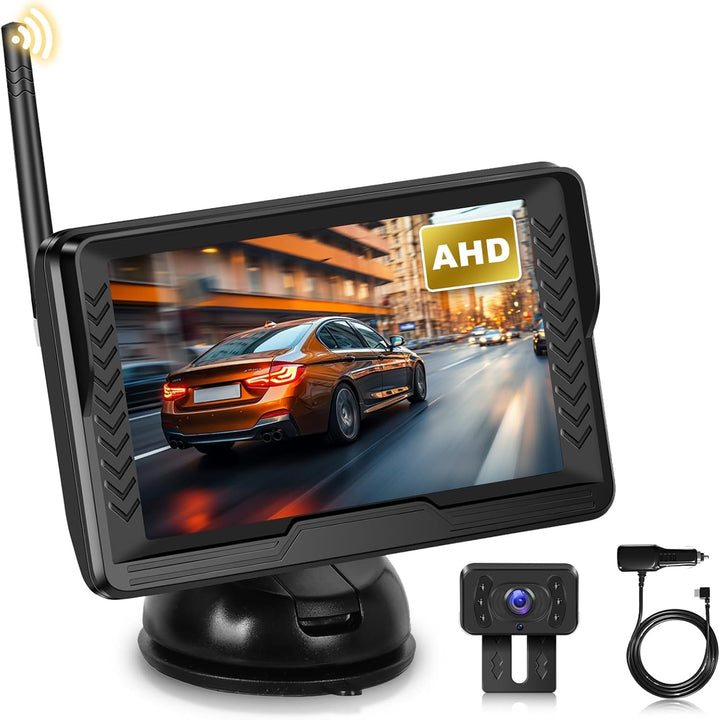 Hodozzy Digital Wireless Rückfahrkamera Set mit 5 Zoll IPS Bildschirm Monitor, AHD Reverse Camera Na