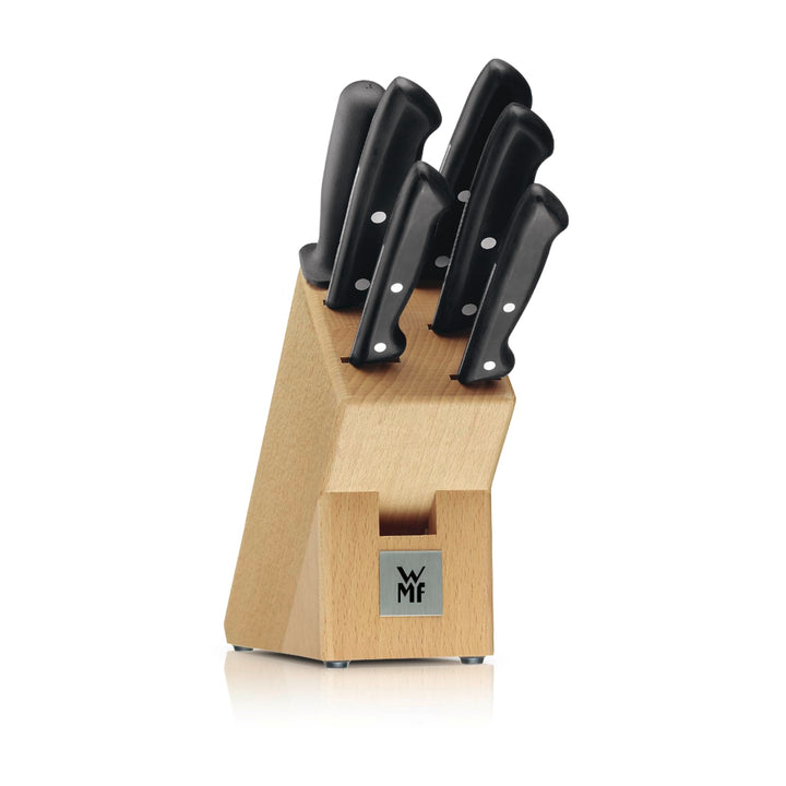 WMF Classic Line Messerblock mit Messerset 7-teilig, bestückt, 5 Messer, Wetzstahl, Buchenholz-Block