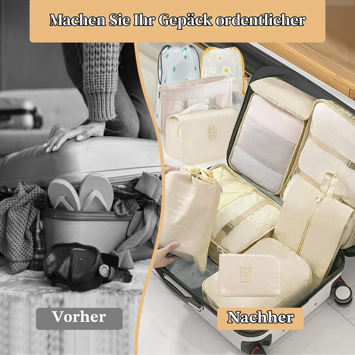 Koffer Organizer Set, 13 Stück Packing Cubes, Wasserdichte Kofferorganizer für Urlaub und Reisen, Tr