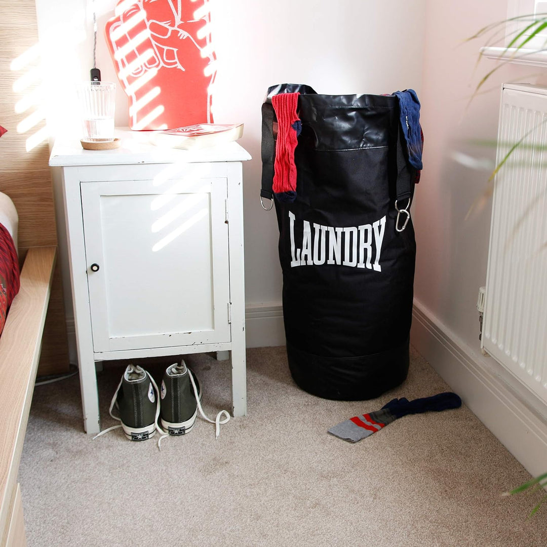 SUCK UK - WÄSCHEKORB | PUNCHING BAG| WASCHBEHÄLTER | GESCHENK | WÄSCHESACK| BOXSACK Schwarz, Schwarz