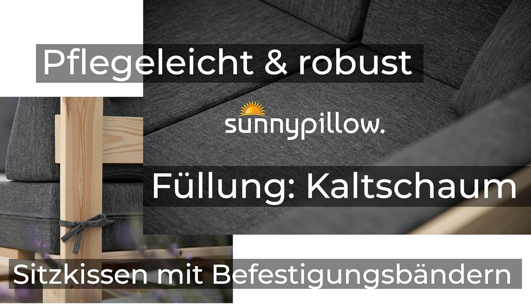 sunnypillow Palettenkissen für Gartenmöbel - Sitzkissen 120x60x15 cm - Palettenauflage für Palettens