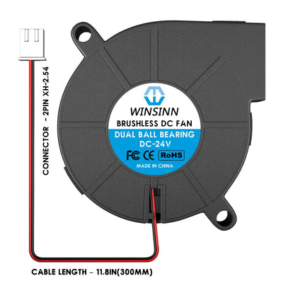 WINSINN 5015 Lüfter 12 V, 3D-Drucker 12 Volt Lüfter Gebläseturbine Turbo Doppelkugellager, bürstenlo