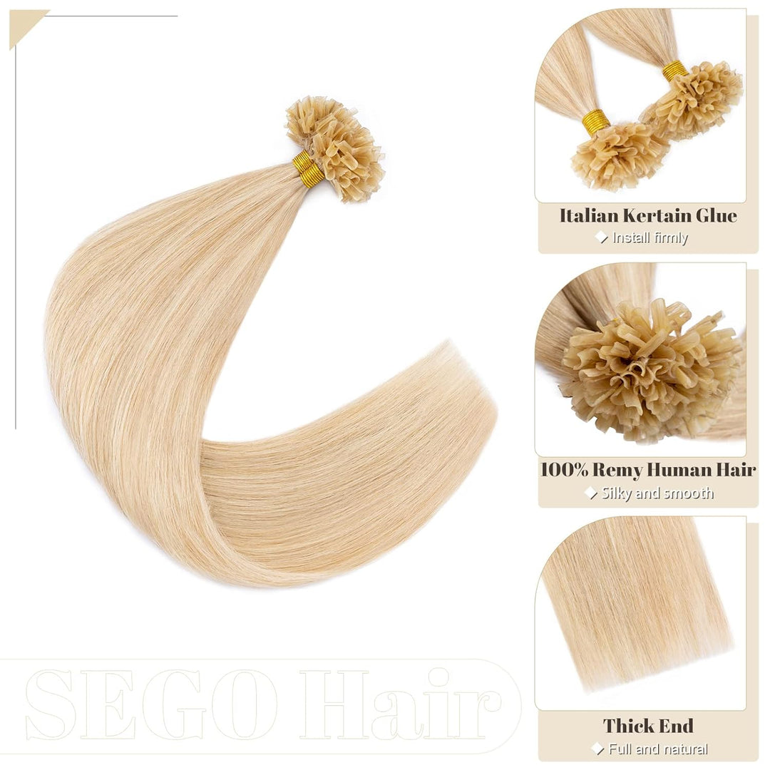 SEGO Extensions I Tip Echthaar Haarverlängerung Keratin Bondings Human Hair 100 Strähnen Dutt 50 cm