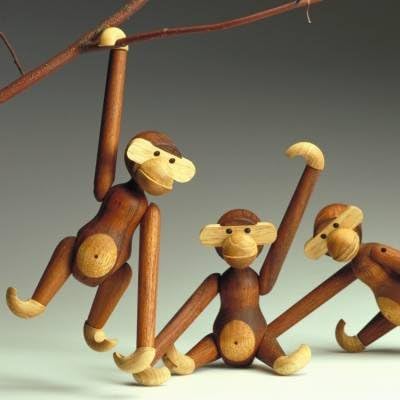 Kay Bojesen AFFE klein Figuren 18.5 cm Affen Weihnachtsdekoration, Holz H18.5 cm Teak/Limba, H18.5 c