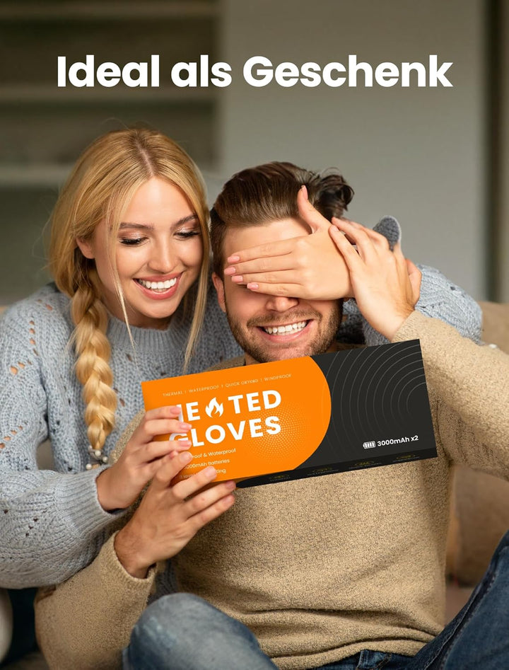 Beheizbare Handschuhe für Herren Damen, Wiederaufladbare Beheizte Handschuhe 3200mAh mit Touchscreen