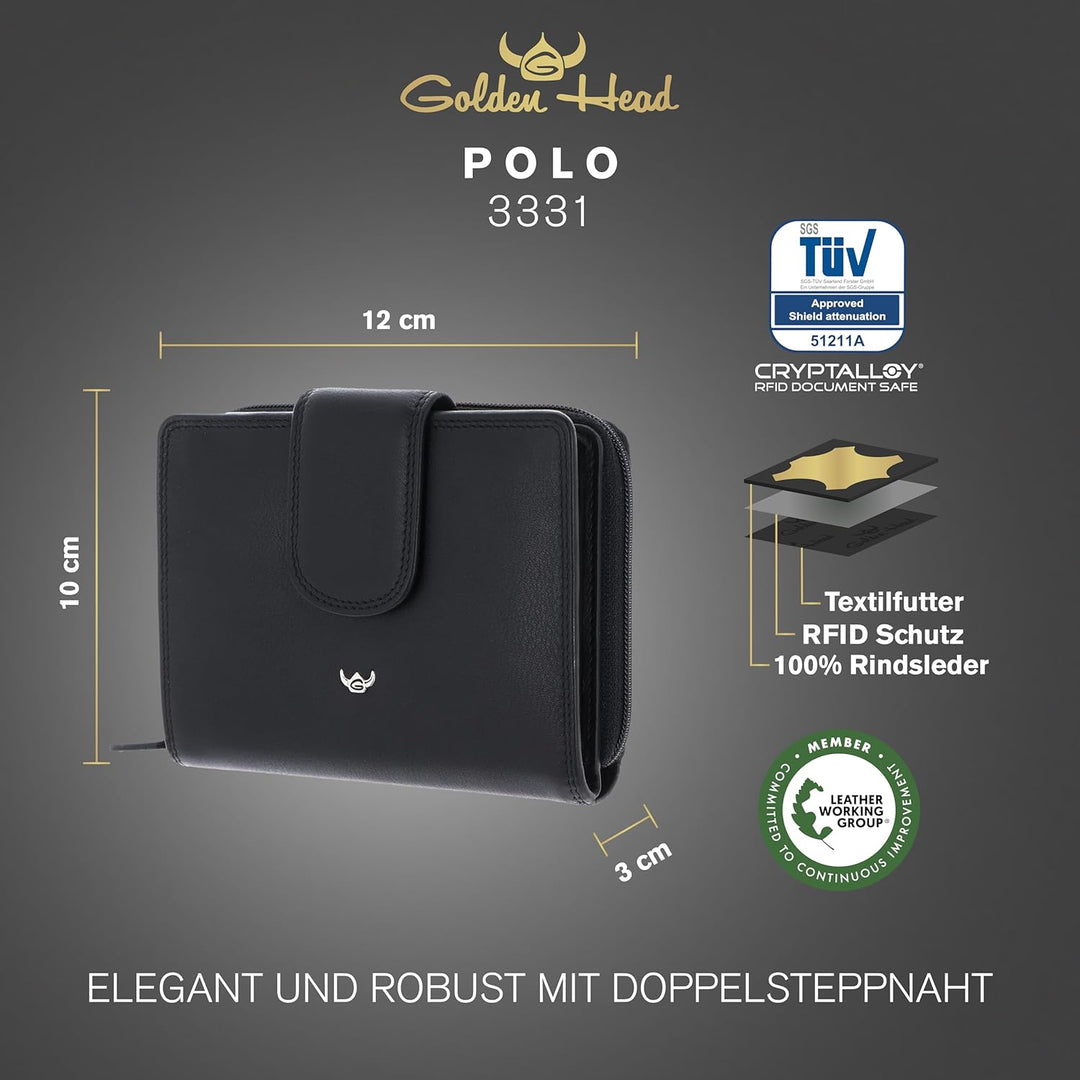 Golden Head Polo RFID Protect RV-Börse 12 cm schwarz, Schwarz