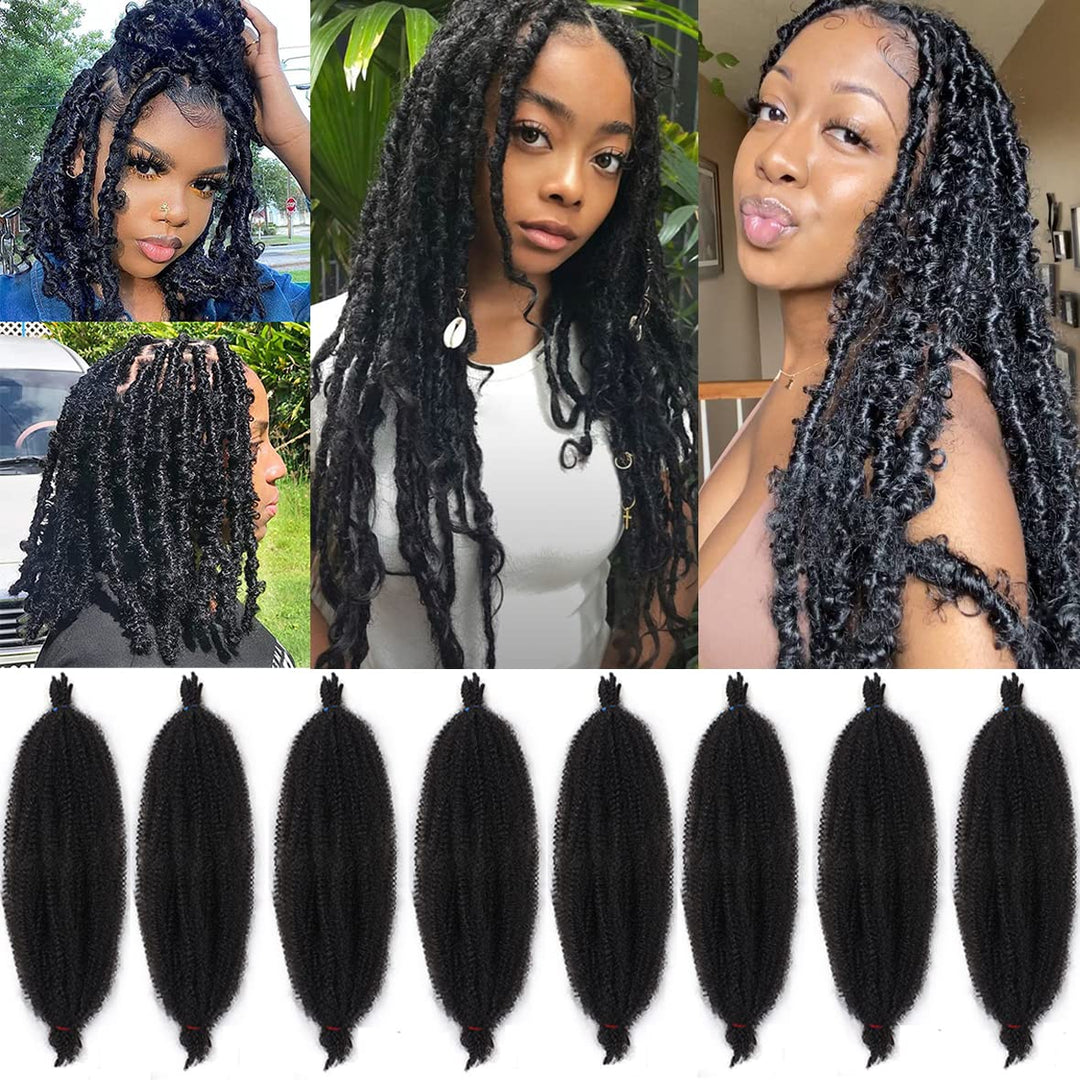 Leeven 24 Inch Pre-Separated Springy Afro Twist Hair 8 Packs Popping Spring Twist Hair for Marley Lo