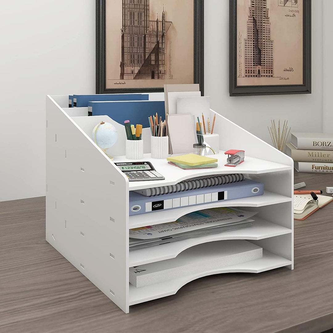 PUNCIA Dokumentenablage A4 Briefablage 4 Ablagefächer PVC Schreibtisch Datei Organizer Papierablage