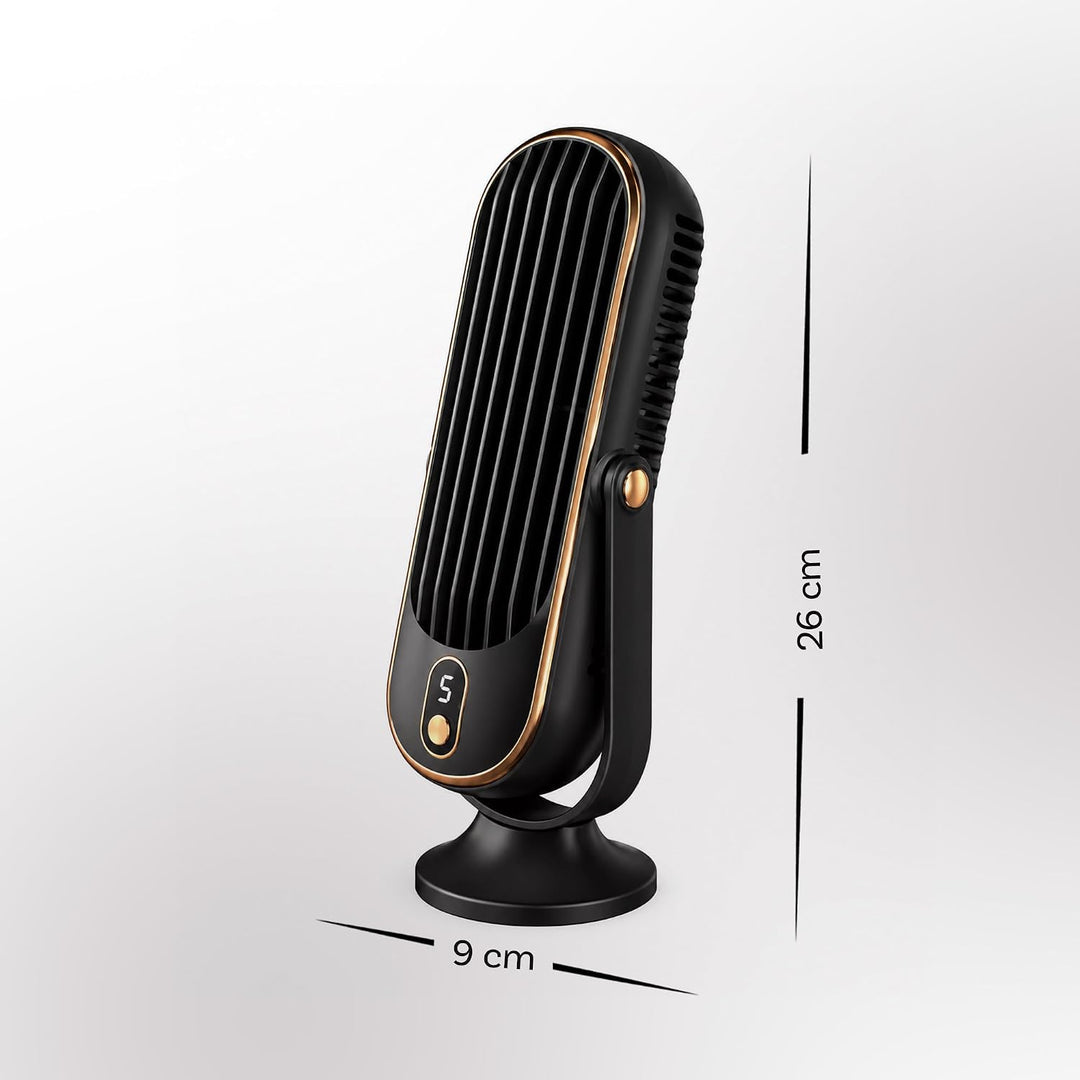 Bestlivings Tischventilator Akku Schwarz 5 Stufen leise | 1000 mAh, LED Display, 22 dB leise, USB-C