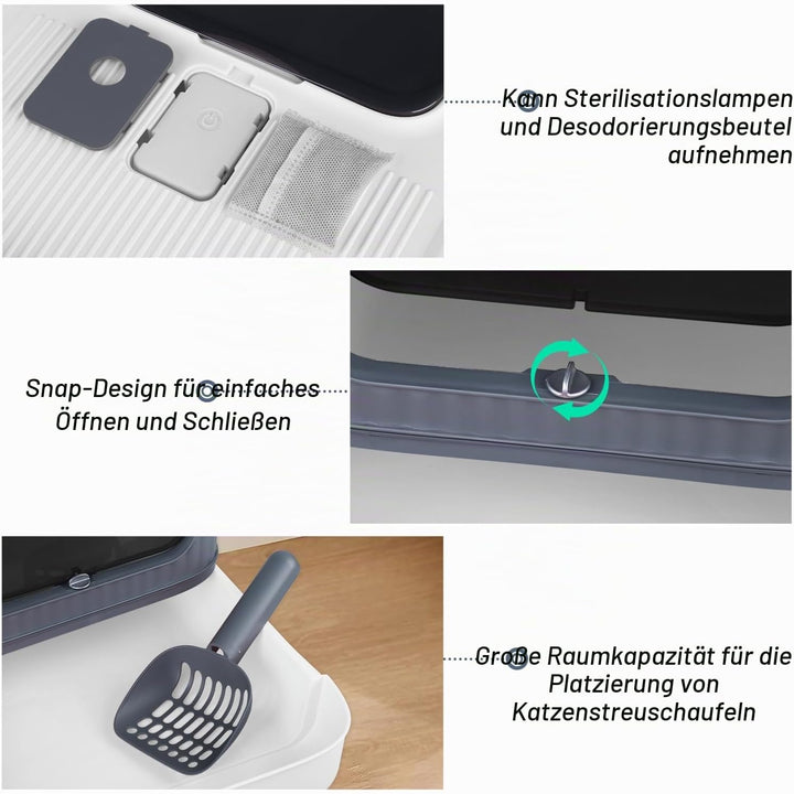 OHMG Selbstreinigende Katzentoilette,Katzenklo Selbstreinigend,Geruchsbeseitigung,Geschlossen Grosse
