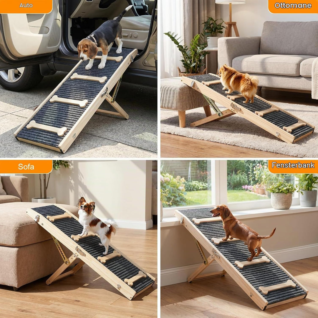 VavoPaw Hunderampe für Sofa und niedrige Möbel, Rampe für Kleine Hunde bis 15 kg, 7 Einstellbar Höhe