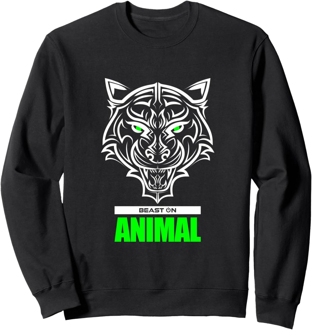 Tiger Kopf Grün Animal Gains Gym Workout Fitness Training Sweatshirt